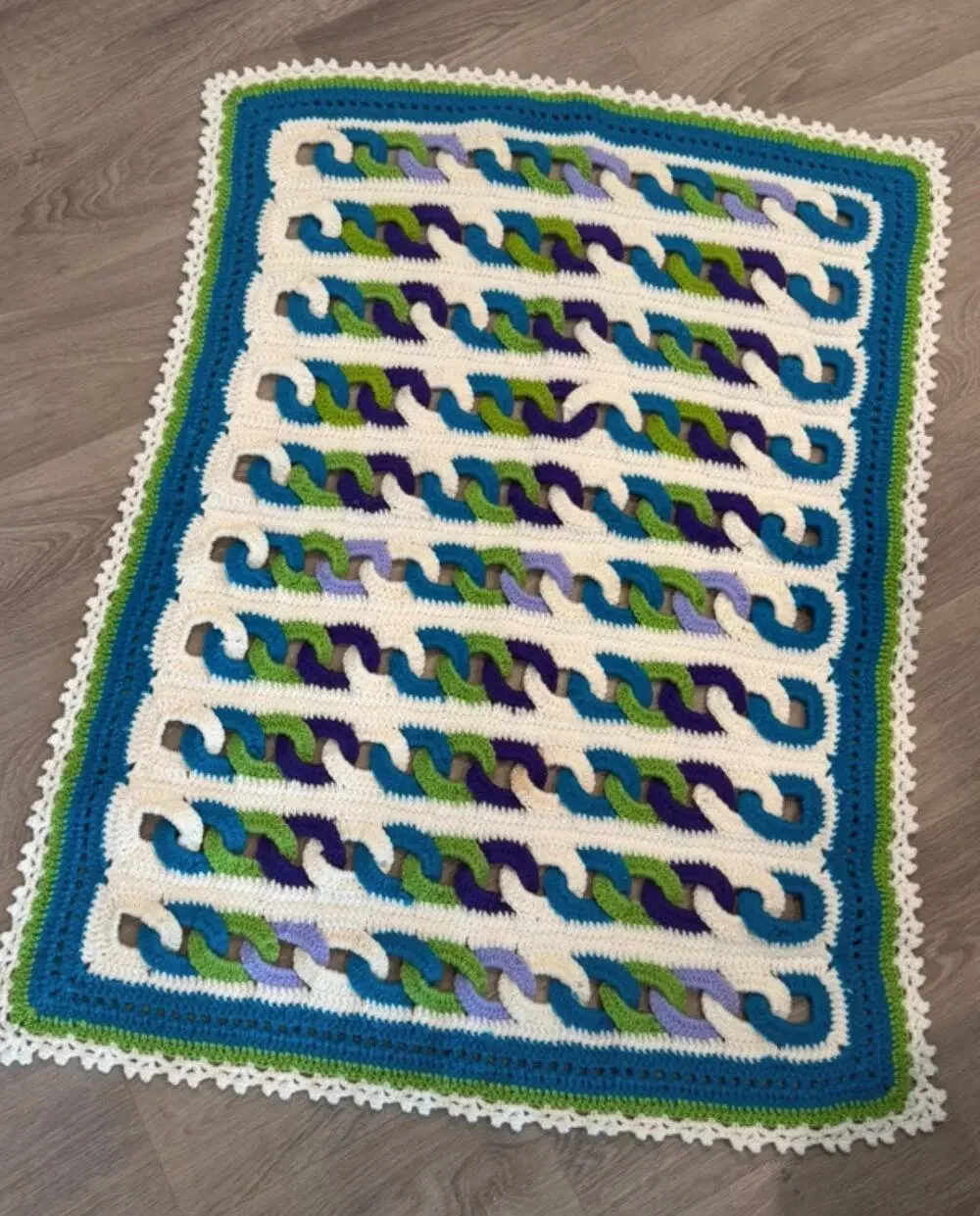 Small hand crocheted afghan or baby blanket circle ring design